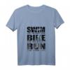 Damen Triathlon Motivation T-Shirt – Schwimmen, Radfahren, Laufen, leichtes klassisches Sportshirt für Athleten