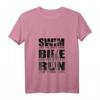 Damen Triathlon Motivation T-Shirt – Schwimmen, Radfahren, Laufen, leichtes klassisches Sportshirt für Athleten