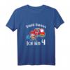 Kinder Ich bin 4 Jahre T-Shirt Jungen & Mädchen Feuerwehr Auto Geburtstagsshirt - Perfektes Geschenk für kleine Feuerwehr-Fans zum Geburtstag