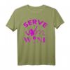 Serve Me Wine Funny Badminton Player Drinking Gift T-Shirt for Women – Humorous Sportswear for Ladies, Moms & Friends