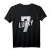 Lucky Seven Distressed T-Shirt in Weiß – Glückszahl 7 für Sport, Glücksspiele & magische Zahlen als Geschenk