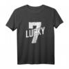 Lucky Seven Distressed T-Shirt in Weiß – Glückszahl 7 für Sport, Glücksspiele & magische Zahlen als Geschenk