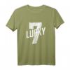 Lucky Seven Distressed T-Shirt in Weiß – Glückszahl 7 für Sport, Glücksspiele & magische Zahlen als Geschenk