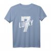 Lucky Seven Distressed T-Shirt in Weiß – Glückszahl 7 für Sport, Glücksspiele & magische Zahlen als Geschenk