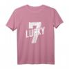 Lucky Seven Distressed T-Shirt in Weiß – Glückszahl 7 für Sport, Glücksspiele & magische Zahlen als Geschenk