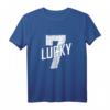 Lucky Seven Distressed T-Shirt in Weiß – Glückszahl 7 für Sport, Glücksspiele & magische Zahlen als Geschenk