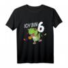 Kinder Dino Geburtstag T-Shirt – Ich bin 6 Jahre Dinosaurier mit Basketball, perfekt für den Geburtstag oder Weihnachten