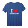 I Love Bodybuilding T-Shirt – Klassisch geschnittenes Fitnessshirt mit doppeltem Saum für Kraft- und Muskeltraining
