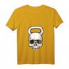 Damen Kettlebell Totenkopf Gewichthebergerät Bodybuilding T-Shirt mit V-Ausschnitt – Perfekt für Workout, Halloween & den Alltag