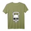 Damen Kettlebell Totenkopf Gewichthebergerät Bodybuilding T-Shirt mit V-Ausschnitt – Perfekt für Workout, Halloween & den Alltag
