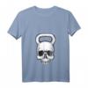Damen Kettlebell Totenkopf Gewichthebergerät Bodybuilding T-Shirt mit V-Ausschnitt – Perfekt für Workout, Halloween & den Alltag