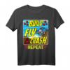 Funny Build Fly Crash Repeat Drone Pilot T-Shirt – Perfektes Geschenk für Drohnenfans, Kinder und Hobby-Piloten