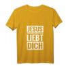 Damen T-Shirt mit Jesus liebt dich Spruch - Christliches V-Ausschnitt Shirt für Konfirmation, Erstkommunion & religiöse Anlässe