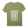 Damen T-Shirt mit Jesus liebt dich Spruch - Christliches V-Ausschnitt Shirt für Konfirmation, Erstkommunion & religiöse Anlässe