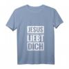 Damen T-Shirt mit Jesus liebt dich Spruch - Christliches V-Ausschnitt Shirt für Konfirmation, Erstkommunion & religiöse Anlässe