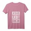 Damen T-Shirt mit Jesus liebt dich Spruch - Christliches V-Ausschnitt Shirt für Konfirmation, Erstkommunion & religiöse Anlässe