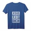 Damen T-Shirt mit Jesus liebt dich Spruch - Christliches V-Ausschnitt Shirt für Konfirmation, Erstkommunion & religiöse Anlässe