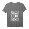 Damen T-Shirt mit Jesus liebt dich Spruch - Christliches V-Ausschnitt Shirt für Konfirmation, Erstkommunion & religiöse Anlässe