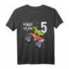 Kinder Geburtstag T-Shirt für 5 Jahre Dinosaurier & Monster Truck – Buntes Geschenk für Jungen & Mädchen