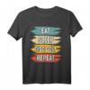 Eat Sleep Disc Golf Repeat T-Shirt – Lustiges Sportshirt für Disc Golf Fans, ideal als Geburtstags- und Weihnachtsgeschenk für Männer, Frauen, Kinder und Familien auf dem Golfplatz