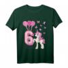 Kinder 6. Geburtstag Mädchen Pferd & Einhorn T-Shirt – Geburtstagsdeko, Outfit & Geschenkidee für 6-Jährige mit Luftballons & Herz Deko