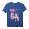 Kinder 6. Geburtstag Mädchen Pferd & Einhorn T-Shirt – Geburtstagsdeko, Outfit & Geschenkidee für 6-Jährige mit Luftballons & Herz Deko