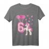 Kinder 6. Geburtstag Mädchen Pferd & Einhorn T-Shirt – Geburtstagsdeko, Outfit & Geschenkidee für 6-Jährige mit Luftballons & Herz Deko