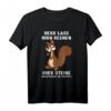 Büro Humor Eichhörnchen Herr Lass Hirn regnen oder Steine T-Shirt – Lustiges Geschenk für Kollegen und Freunde gegen Büro stress