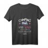 Damen Wohnmobil Campen Camping und Wein Frauen T-Shirt mit V-Ausschnitt – Lustiges Geschenk für Camperinnen & Weinliebhaberinnen