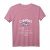 Damen Wohnmobil Campen Camping und Wein Frauen T-Shirt mit V-Ausschnitt – Lustiges Geschenk für Camperinnen & Weinliebhaberinnen