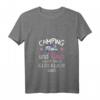 Damen Wohnmobil Campen Camping und Wein Frauen T-Shirt mit V-Ausschnitt – Lustiges Geschenk für Camperinnen & Weinliebhaberinnen