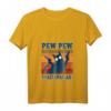 Damen Pew Pew Madafakas Katze Pistole T-Shirt mit V-Ausschnitt – Lustiges Crazy Cat Geschenk für Katzenliebhaber und Humor-Fans