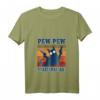 Damen Pew Pew Madafakas Katze Pistole T-Shirt mit V-Ausschnitt – Lustiges Crazy Cat Geschenk für Katzenliebhaber und Humor-Fans