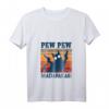 Damen Pew Pew Madafakas Katze Pistole T-Shirt mit V-Ausschnitt – Lustiges Crazy Cat Geschenk für Katzenliebhaber und Humor-Fans