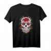 Mexikanischer Bunter Totenkopf Blumen Rosen Hippie-Kostüm T-Shirt – Perfekt für Blumenliebhaber, Gärtnerinnen & Hippie-Feiern