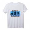 Born to Snowboard T-Shirt mit Evolutionsmotiv – Stylisches Wintersport-Shirt in Schwarz mit Blauem Hintergrund für Snowboarder