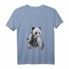 Damen Riesenpanda mit Jungen, die Motorräder fahren T-Shirt mit V-Ausschnitt – Lustiges Tiermotiv für Tierliebhaber und Motorradfans