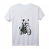 Damen Riesenpanda mit Jungen, die Motorräder fahren T-Shirt mit V-Ausschnitt – Lustiges Tiermotiv für Tierliebhaber und Motorradfans
