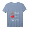Damen Spinning Fahrrad Love Peace Indoor Fitness T-Shirt mit V-Ausschnitt – Motivationsshirt für Indoor Cycling und Fitnessstudio