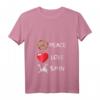 Damen Spinning Fahrrad Love Peace Indoor Fitness T-Shirt mit V-Ausschnitt – Motivationsshirt für Indoor Cycling und Fitnessstudio