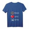 Damen Spinning Fahrrad Love Peace Indoor Fitness T-Shirt mit V-Ausschnitt – Motivationsshirt für Indoor Cycling und Fitnessstudio