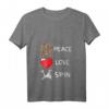 Damen Spinning Fahrrad Love Peace Indoor Fitness T-Shirt mit V-Ausschnitt – Motivationsshirt für Indoor Cycling und Fitnessstudio