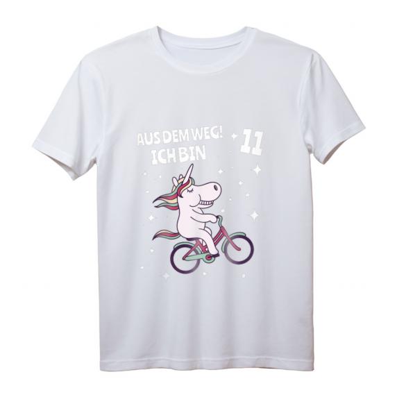 Kinder Geburtstag T-Shirt für Mädchen 11 Jahre mit Sternen, Fahrrad & Einhorn – Perfekt für Party, Kindergarten & Spielplatz Kinder Geburtstag T-Shirt für Mädchen 11 Jahre mit Sternen, Fahrrad & Einhorn – Perfekt für Party, Kindergarten & Spielplatz