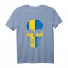 Schweden-Flagge, Fußball-Schädel T-Shirt – Klassisch geschnitten, ideal für Fußballfans & schwedische Nationalität