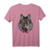 Grauer Wolf mit Brille und Fliege - Kreatives Tierdesign T-Shirt für Wölfe Liebhaber & Tierfreunde