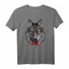 Grauer Wolf mit Brille und Fliege - Kreatives Tierdesign T-Shirt für Wölfe Liebhaber & Tierfreunde