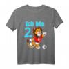 Kinder 2. Geburtstag T-Shirt für Jungen mit Löwen und Fußball - Lustiges Geschenk zum 2. Geburtstag für kleine Kicker und Fußballfans