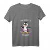 Damen Hula Hoop T-Shirt mit Pinguin Design - Lustiges Fitness Shirt mit V-Ausschnitt und Spruch für Trendbewusste