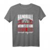 Handball T-Shirt mit Spruch: Geheult wird erst wenns blutet oder wegsteht – Lustiges Fan- und Mannschafts-Shirt für echte Handballer