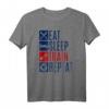 Eat Sleep Train Repeat Lustiges Fitness T-Shirt mit Hantel Motiv – Perfektes Geschenk für Sportler, Bodybuilder & Personaltrainer